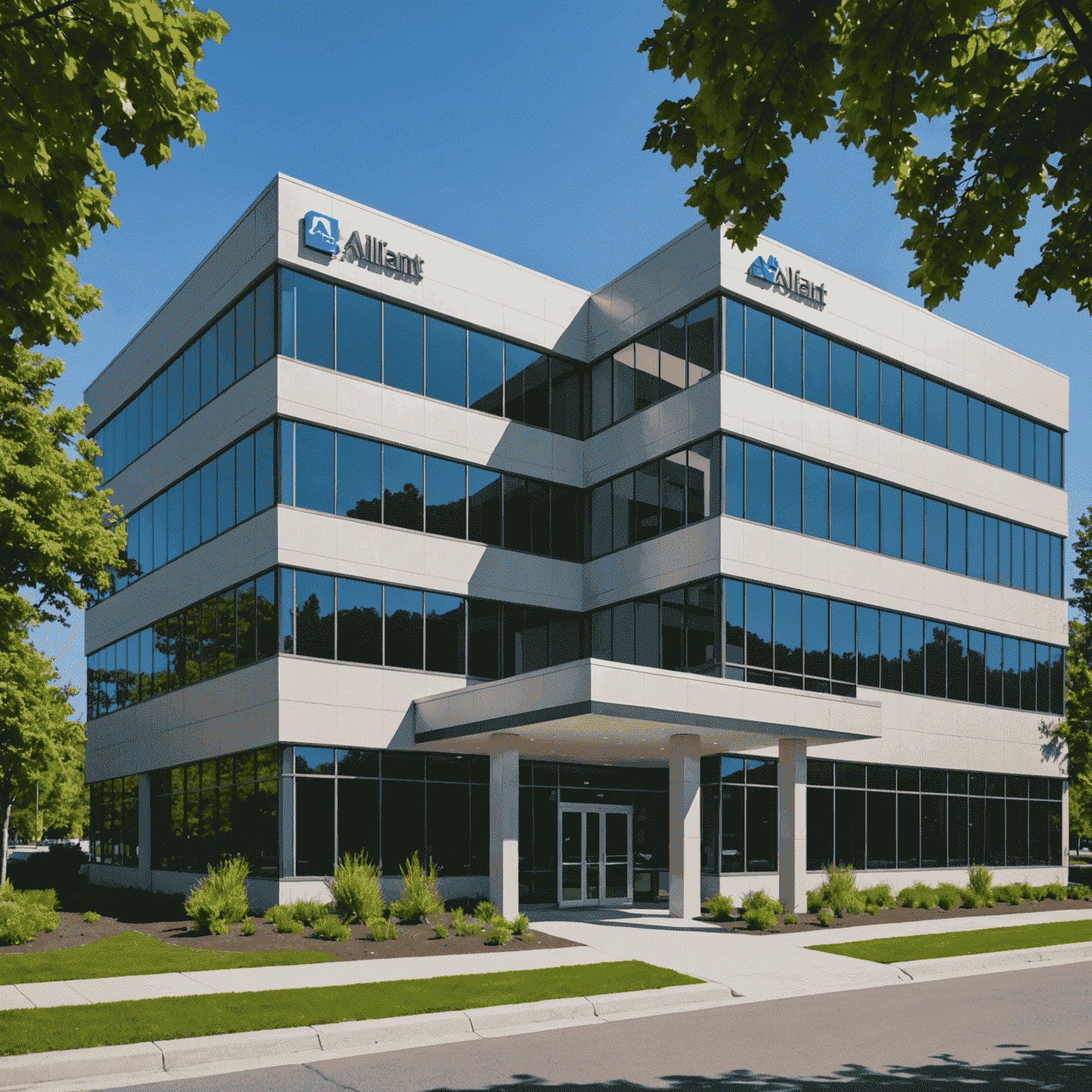 A modern office building with the Alliant Real Estate logo, representing our commercial real estate services